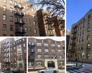 441 Convent Avenue (clockwise from top left), 105 Bennett Avenue, 601 Crown Street, Brooklyn, and 12 Crown Street, Brooklyn.