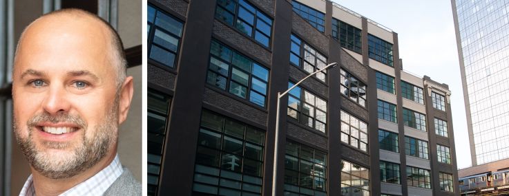 Longfellow Real Estate Partners' Adam Sichol and 43-10 23rd Street, Queens.