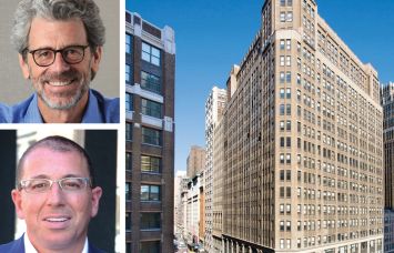 Empire State Realty Trust's Anthony Malkin (top), Thor Equities' Joseph Sitt and 1359 Broadway.