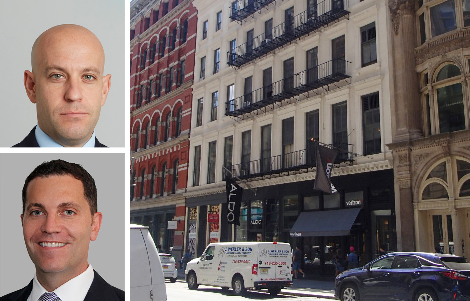 Newmark's Ariel Schuster (top), Cushman & Wakefield's Michael O'Neill and 579 Broadway.