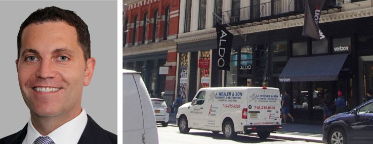 Newmark's Ariel Schuster (top), Cushman & Wakefield's Michael O'Neill and 579 Broadway.