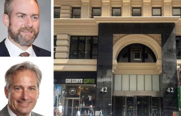 Cammeby's Avi Schron (top), JLL's John Wheeler, and 42 Broadway.