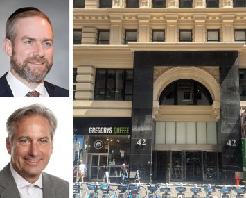 Cammeby's Avi Schron (top), JLL's John Wheeler, and 42 Broadway.