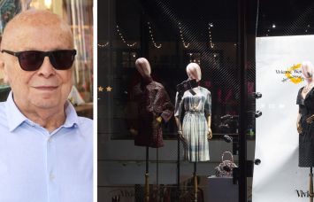 Vivienne Westwood CEO Carlo D'Amario and a Vivienne Westwood window display.
