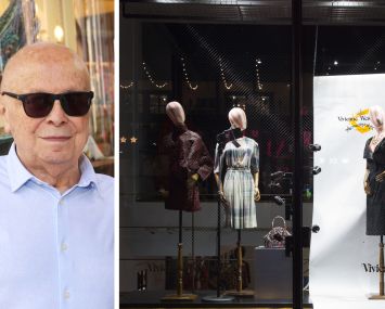 Vivienne Westwood CEO Carlo D'Amario and a Vivienne Westwood window display.