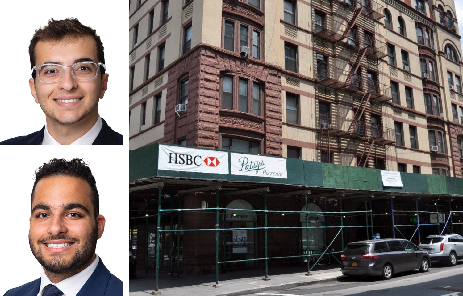 Meridian Capital Group's Carson Shahrabani (top) and Noam Aziz, and 61 West 74th Street.