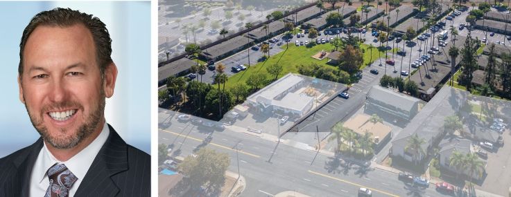 Institutional Property Advisors' Chris Zorbas (top) and Alexander Garcia Jr., and Pacifica Palms Apartments, Escondido, Calif.