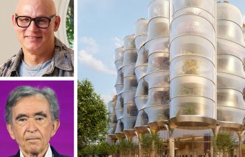 Developer Craig Robins (top), Bernard Arnault and a rendering of Sweetbird North in Miami's Design District.