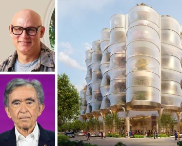 Developer Craig Robins (top), Bernard Arnault and a rendering of Sweetbird North in Miami's Design District.