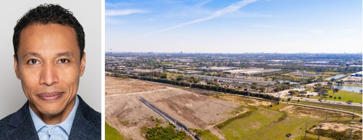 BMO Bank's Darrel Hackett and an aerial view of Coconut Creek and Pompano Beach, Fla.