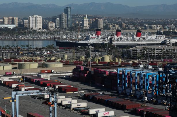 Shifting Fortunes for L.A.s Ports Boost Surrounding Industrial Real Estate The retired British ocean liner Queen Mary and downtown Long Beach skyline stand on the horizon as seen from the Port of Long Beach in Long Beach, Calif.