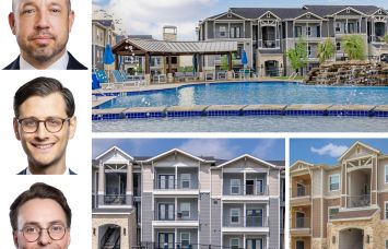 Greystone Capital's Drew Fletcher (top), Bryan Grover (center), and Jesse Kopecky, Vantage at McKinney Falls, Austin, Texas (top right); Vantage at Fair Oaks, Boerne, Texas (bottom center); and Vantage at Hutto, Hutto, Texas.
