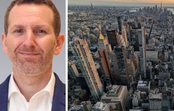 Colliers' Frank Wallach and an aerial view of Midtown South in Manhattan.