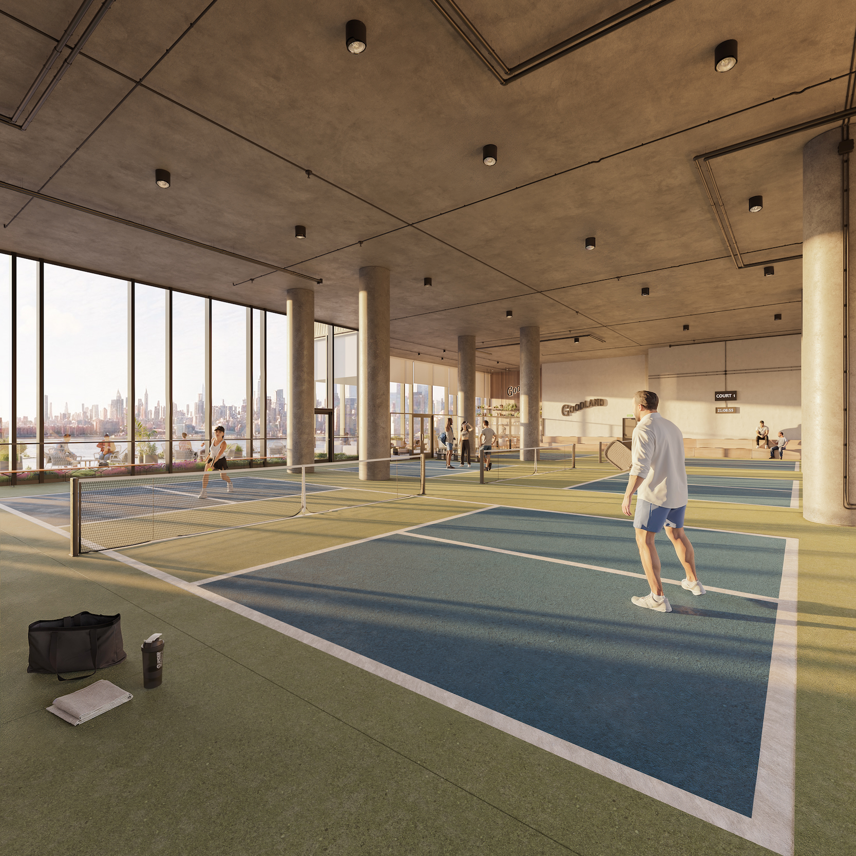 A rendering of Goodland Pickleball's planned club in Williamsburg, Brooklyn.