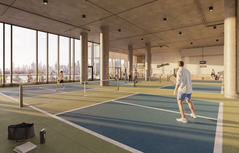 A rendering of Goodland Pickleball's planned club in Williamsburg, Brooklyn.