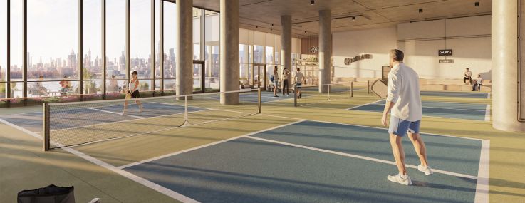 A rendering of Goodland Pickleball's planned club in Williamsburg, Brooklyn.