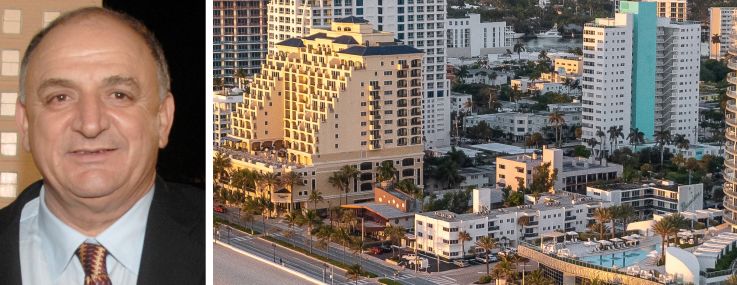 Elad Group founder Isaac Tshuva and an aerial view of the Sea Club Resort in Fort Lauderdale, Fla.
