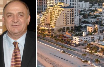 Elad Group founder Isaac Tshuva and an aerial view of the Sea Club Resort in Fort Lauderdale, Fla.