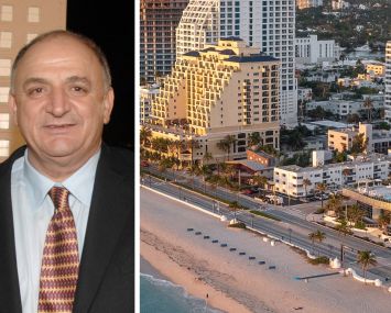 Elad Group founder Isaac Tshuva and an aerial view of the Sea Club Resort in Fort Lauderdale, Fla.