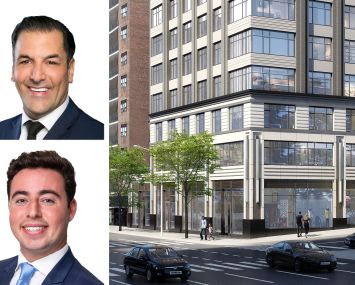 Meridian Capital Group's James Famularo (top) and Jordan Langer, and a rendering of 540 Third Avenue.