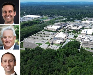 Lincoln Property Company's Jared Toothman (top), Saber-Hightower's Marty Berger (center), Waterfall Asset Management's Zachary Liebmann and iPark 84 in East Fishkill, N.Y.