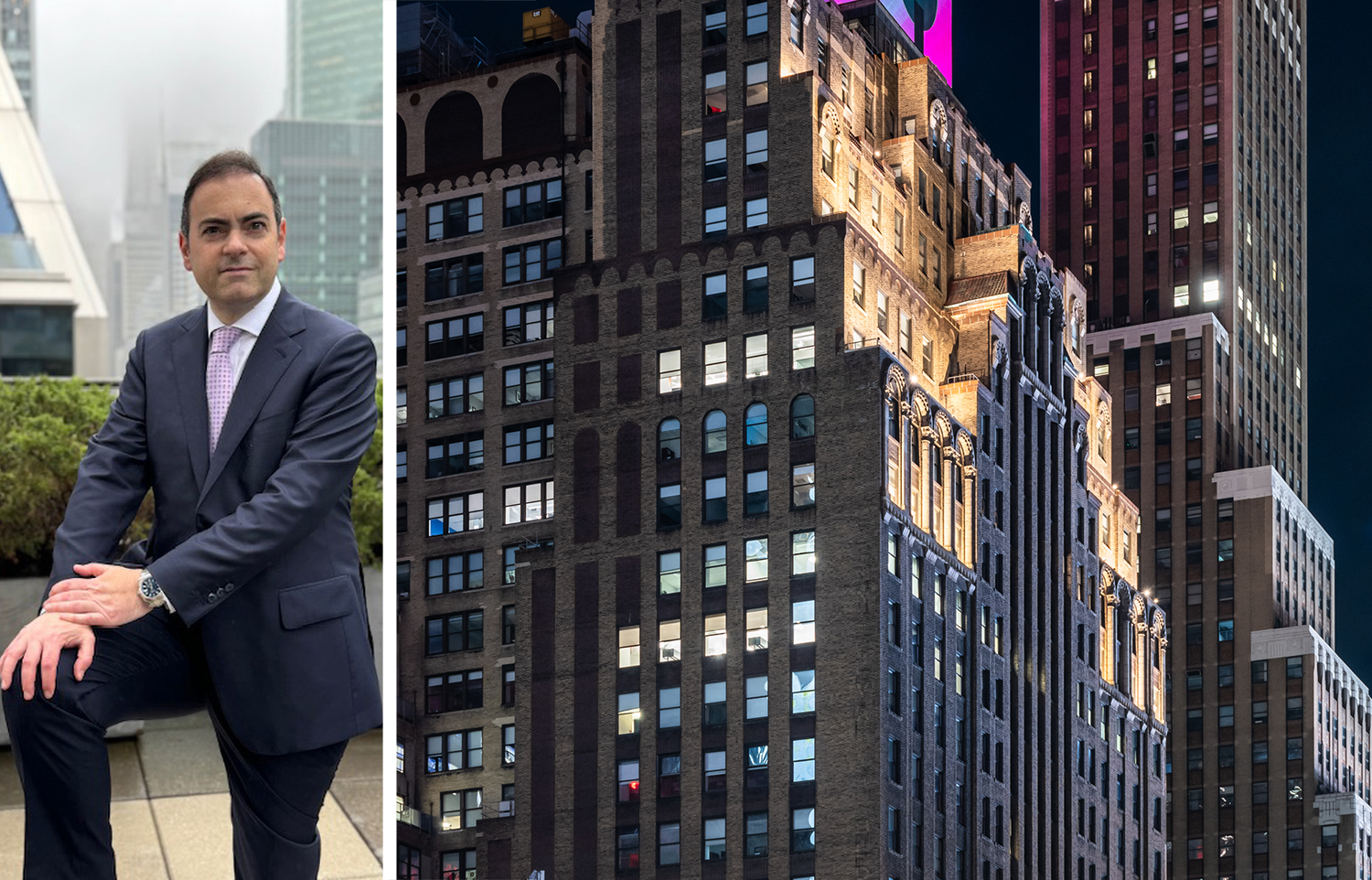 Circle Realty Group's Jay Futersak and 14 Penn Plaza.