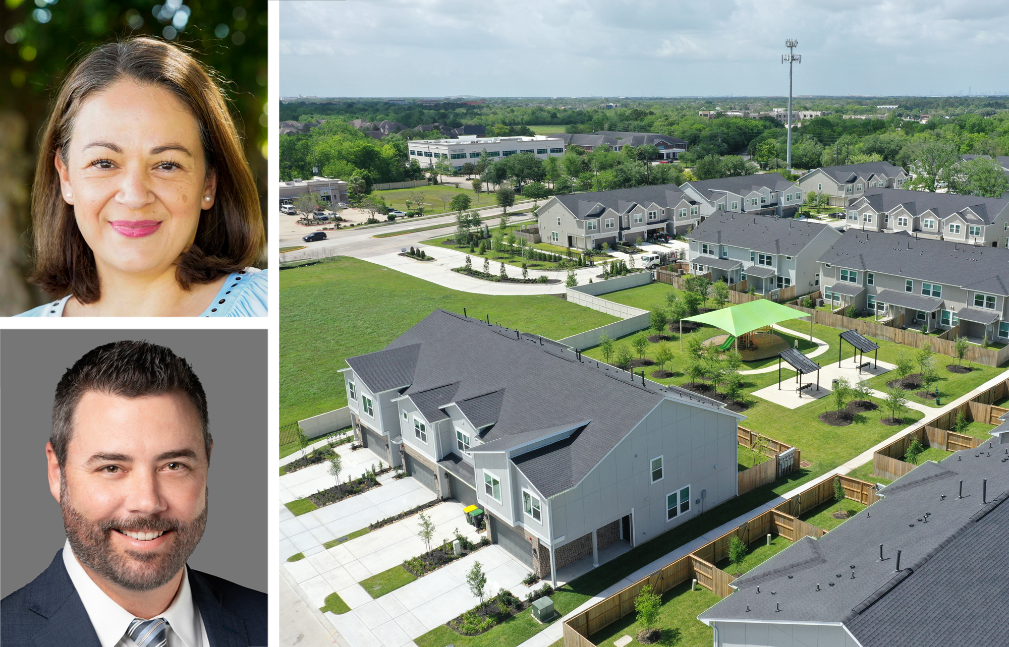 Jennifer Diaz (top) from PCCP, Chad Durham from Integrity Community Builders, and a community ICB built for PCCP.