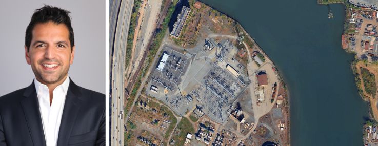 Keystone Equities' Jonathan Zamir and a satellite view of 151 Raymond Boulevard, Newark, N.J.