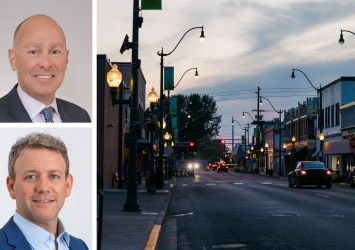 Mesa West Capital's Joshua Westerberg (top) and Steve Fried, and downtown Sumner, Wash.