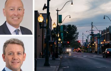Mesa West Capital's Joshua Westerberg (top) and Steve Fried, and downtown Sumner, Wash.
