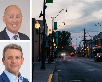 Mesa West Capital's Joshua Westerberg (top) and Steve Fried, and downtown Sumner, Wash.