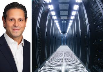 Blue Owl Capital co-President Marc Zahr and servers inside a data center.