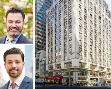 GFP Real Estate's Martin McGrath (top) and Kephra Stone, and 515 Madison Avenue.