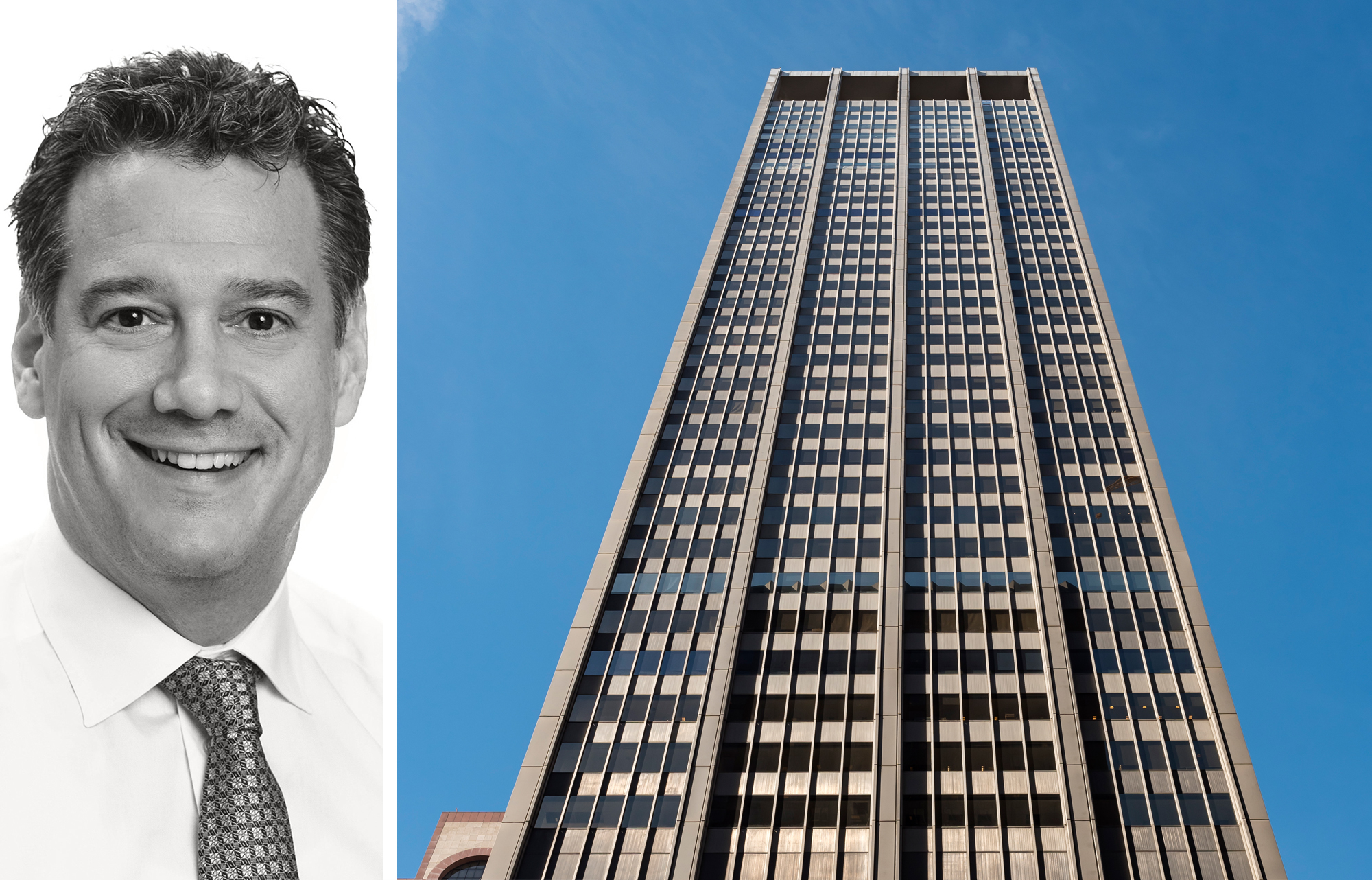 JLL's Matthew Astrachan and 1301 Avenue of the Americas.