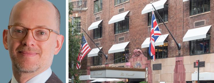CBRE's Matthew Klauer and the Lowell Hotel in Manhattan.