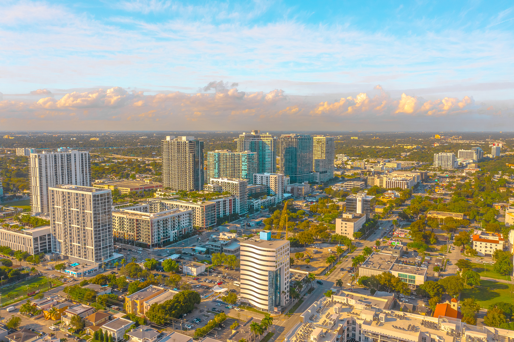 An aerial view of Biscayne Boulevard near the Edgewater neighborhood in Miami.