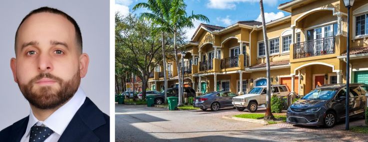 Cushman & Wakefield’s Mitash Kripalani (top) and Virgilio Fernandez, and Royal Oaks community in Hollywood, Fla.