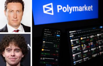 Judson CRE's Nicholas Judson (top), Polymarket founder and CEO Shayne Coplan, and an illustration of markets on the Polymarket platform.