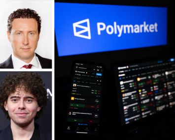 Judson CRE's Nicholas Judson (top), Polymarket founder and CEO Shayne Coplan, and an illustration of markets on the Polymarket platform.