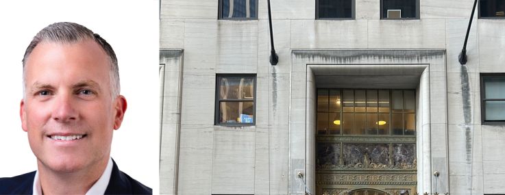 Avison Young's Oliver Petrovic (top) and Story Langston, and 90 Broad Street.