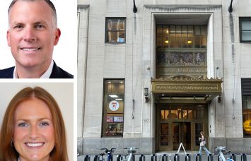 Avison Young's Oliver Petrovic (top) and Story Langston, and 90 Broad Street.