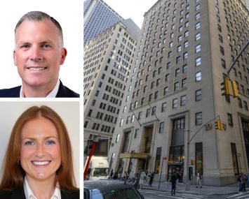 Avison Young's Oliver Petrovic (top) and Story Langston, and 90 Broad Street.
