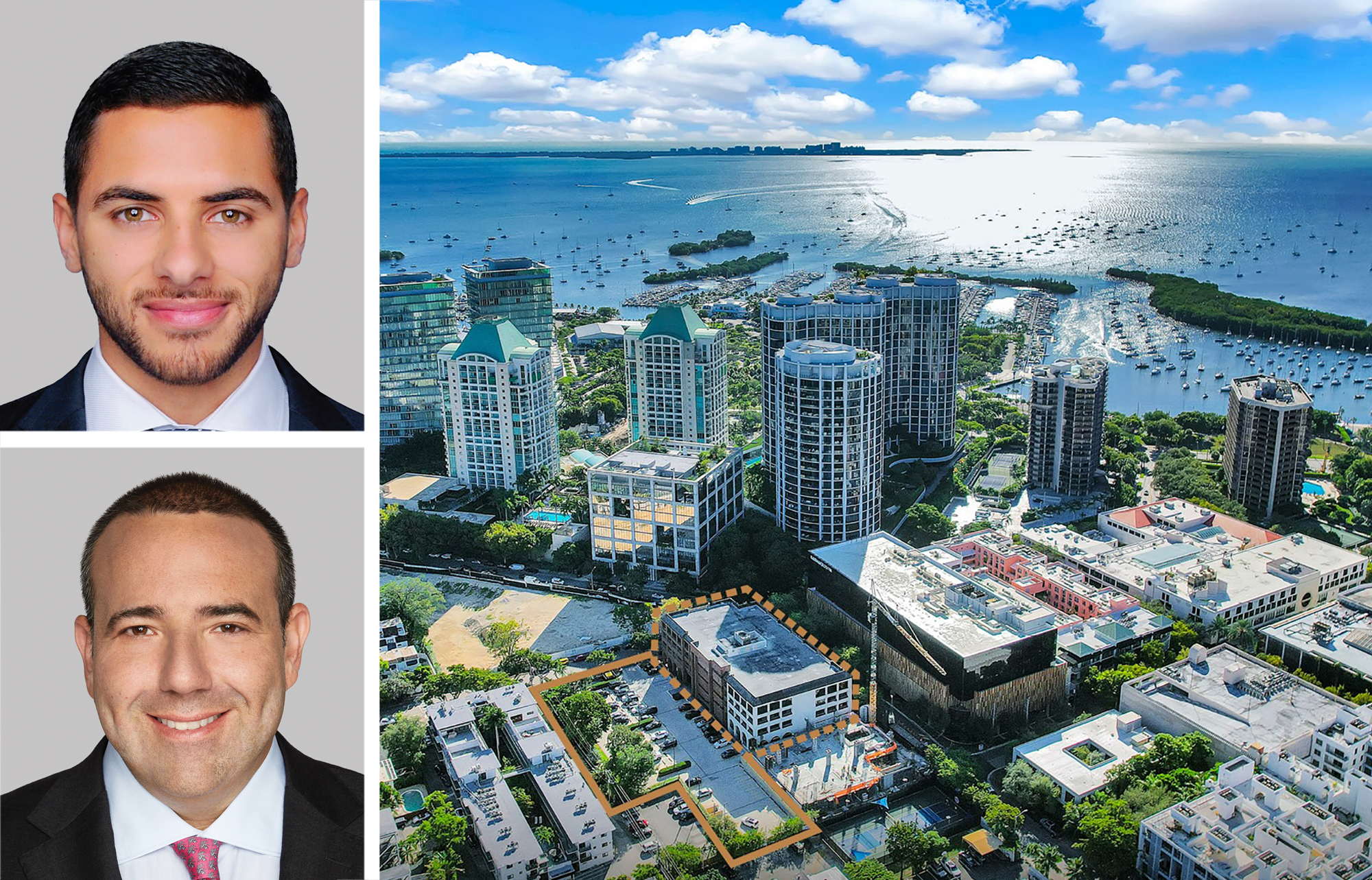 Berkadia's Omar Morales (top), Jaret Turkell, and 3250 Mary Street in Coconut Grove, Fla.