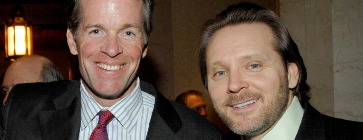 Paul Massey (left) and Bob Knakal attend the Educational Alliance Gala in 2008.