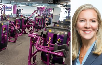 A Planet Fitness gym and Planet Fitness CEO Colleen Keating.