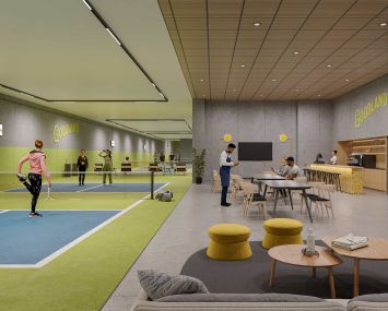 A rendering of Goodland Pickleball's planned facility in Rego Park, Queens.