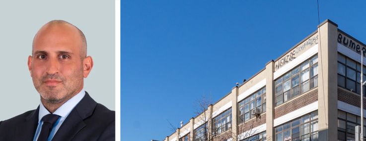 CBRE's Robert Shapiro (top) and Ian Brooks, and 59 Bogart Street, Brooklyn.