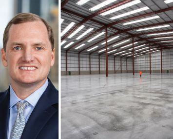 Barings' Ryan Naumes and a warehouse's interior.
