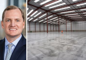 Barings' Ryan Naumes and a warehouse's interior.