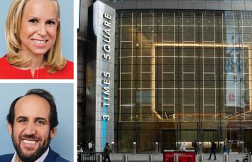 Rudin's Samantha Rudin (top) and Michael Rudin, and 3 Times Square.
